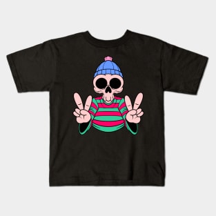 cool peace skull cartoon Kids T-Shirt